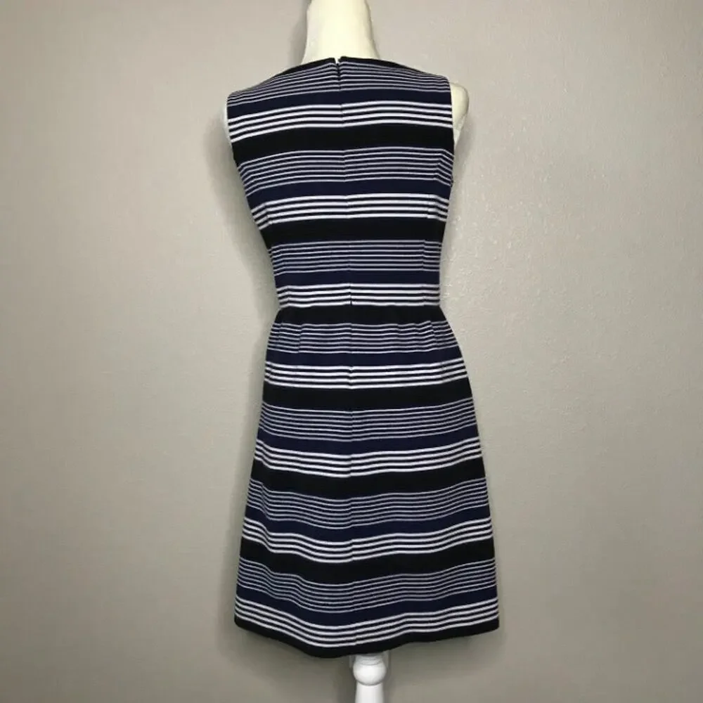 Madewell Gallerist Ponte V-Neck Striped Sleeveless Dress Small